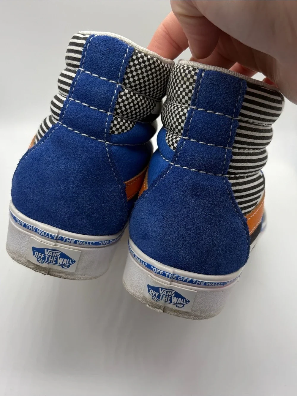 Unisex Vans High Top Sneakers in Grey, Black, Blue, Orange Size M 7.5 W9